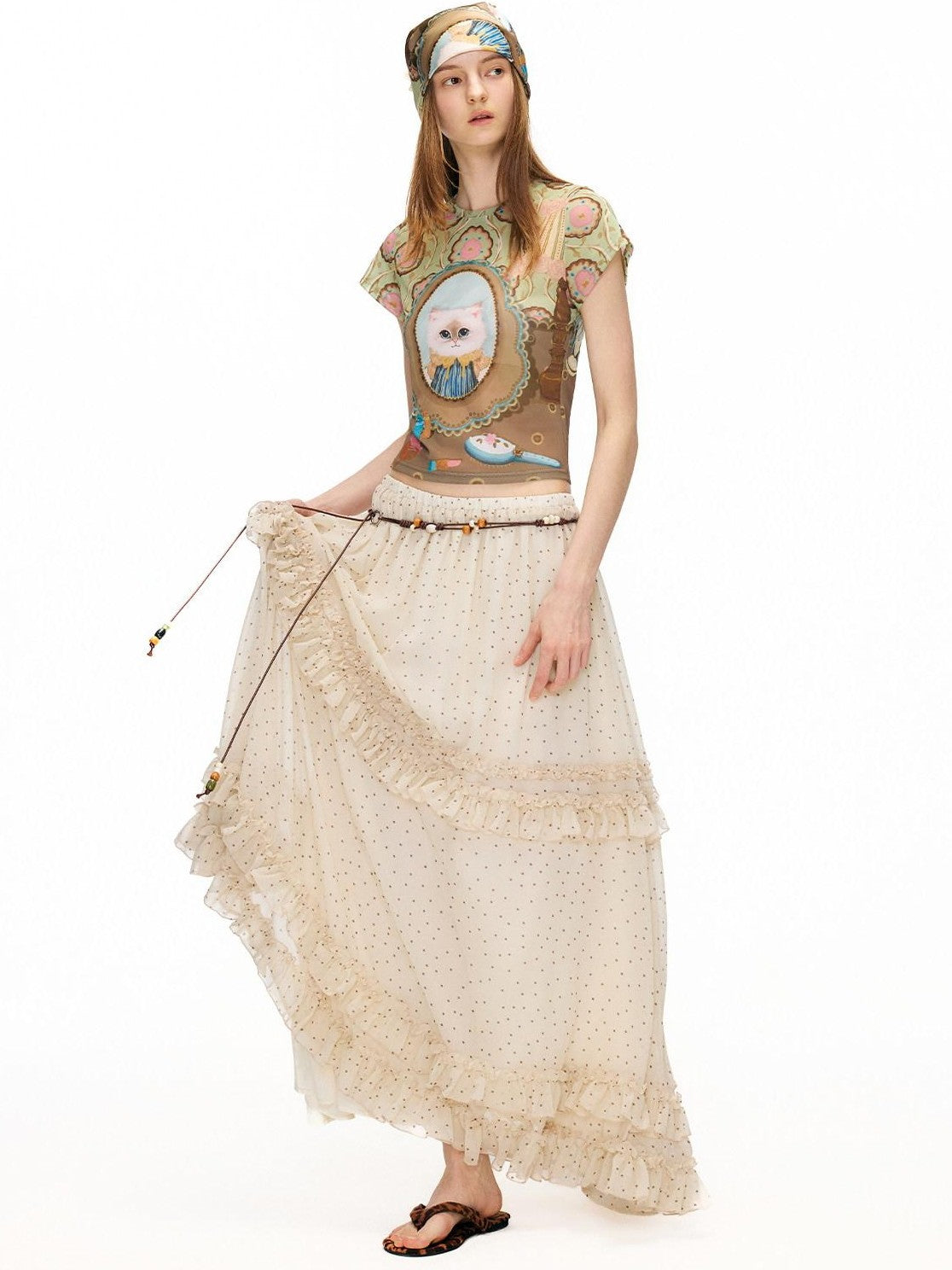 OuttheBlue Mural Cat Retro Print Women&