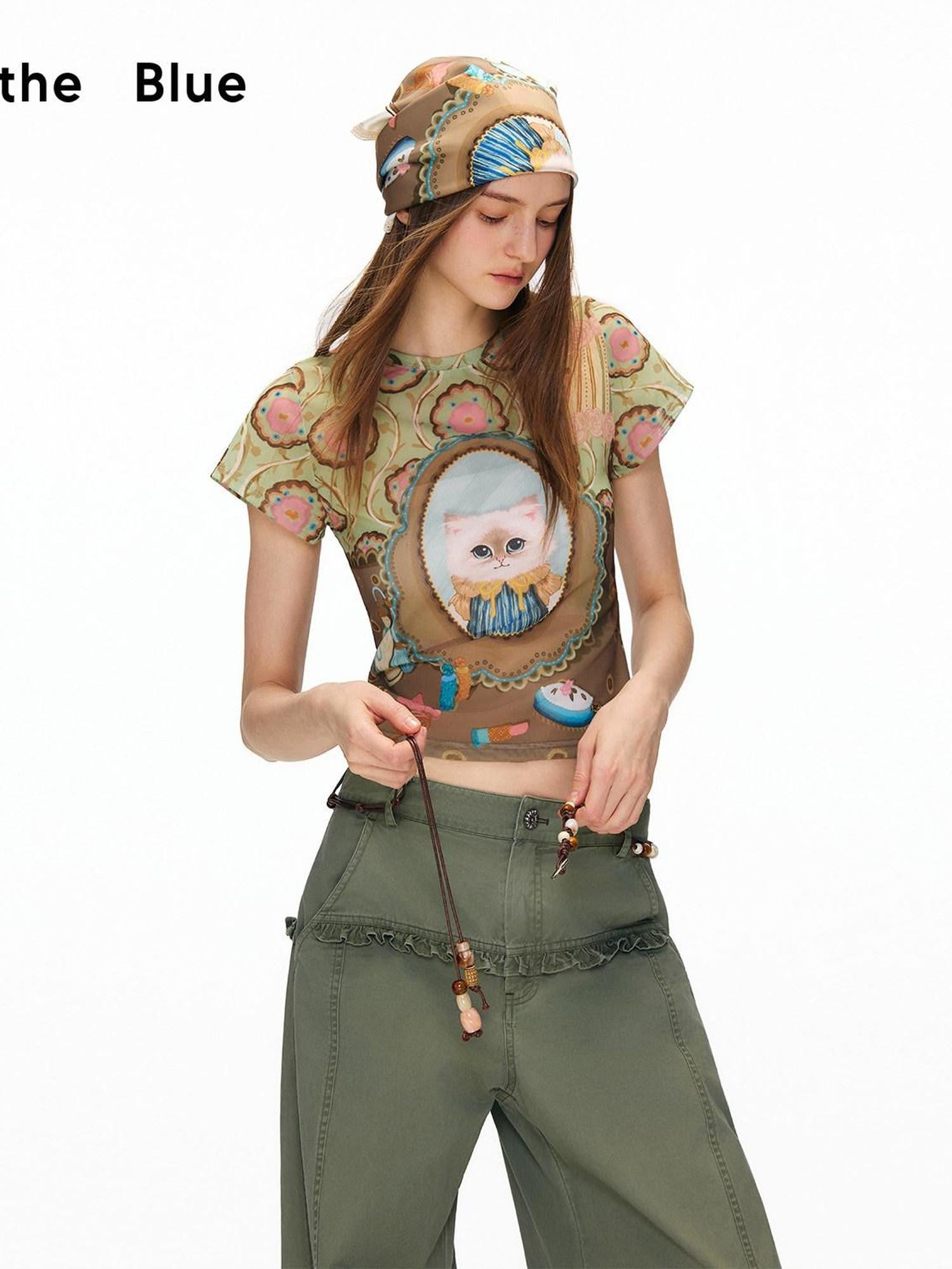 OuttheBlue Mural Cat Retro Print Women&