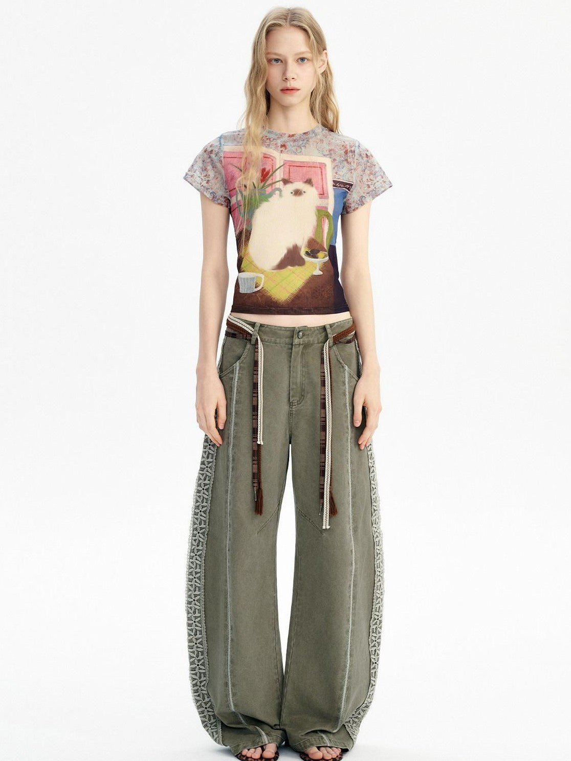 OuttheBlue Mural Cat Retro Print Women&