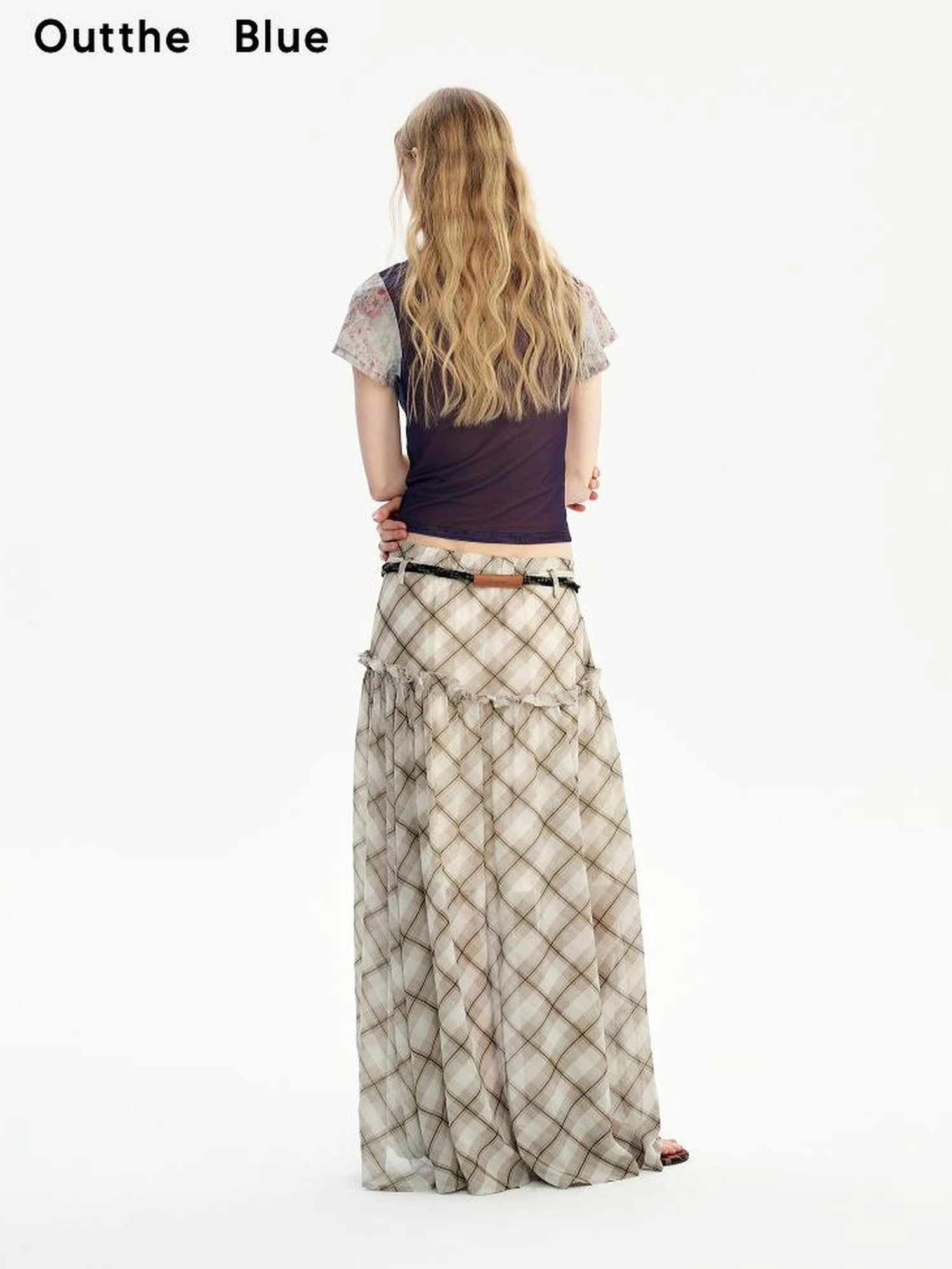 OuttheBlue Nomadic Checkered Beaded Midi Skirt