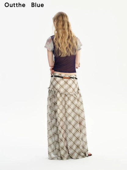 OuttheBlue Nomadic Checkered Beaded Midi Skirt