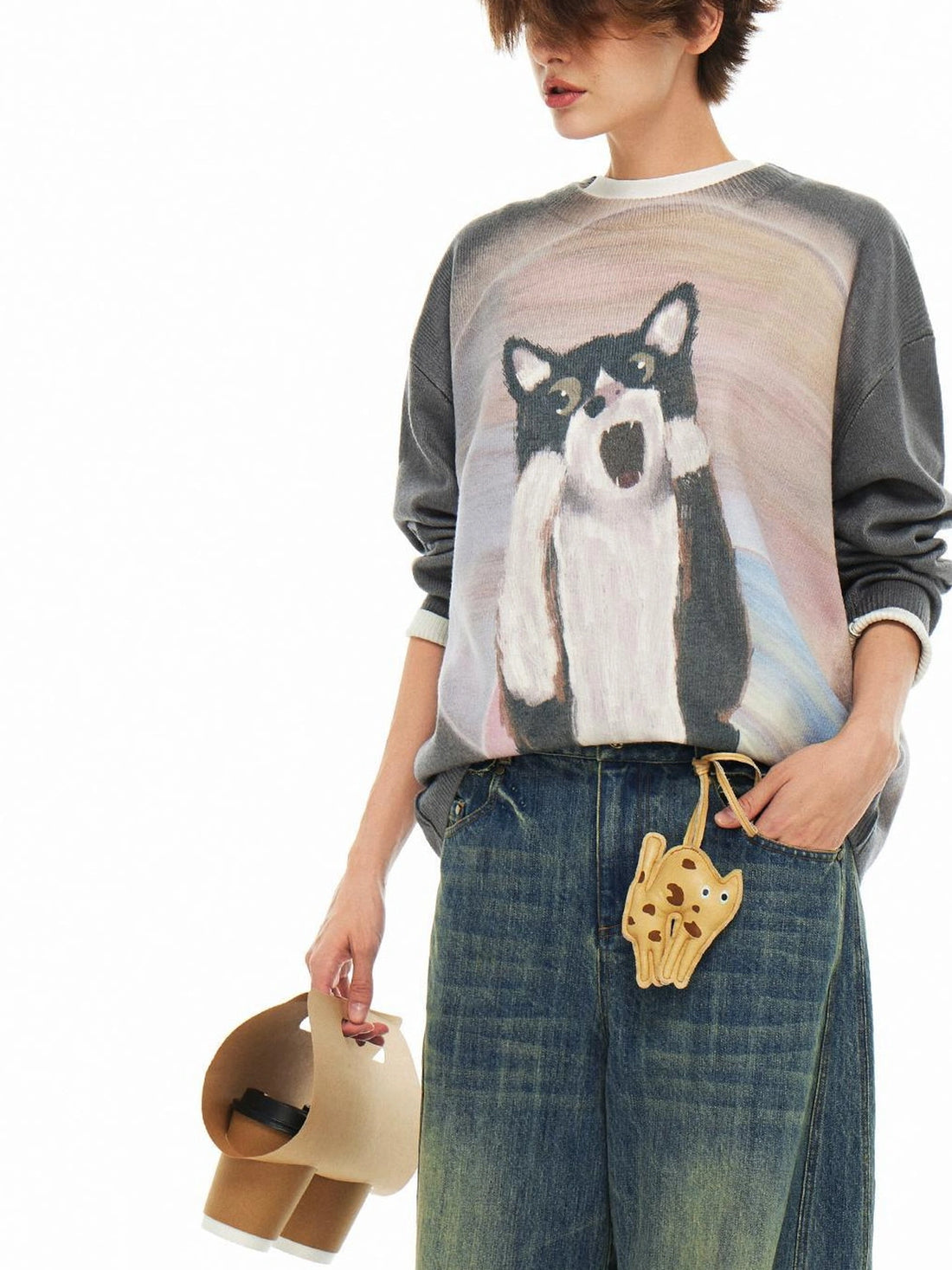 OuttheBlue Out Of The Blue Cat Planet Print Sweater