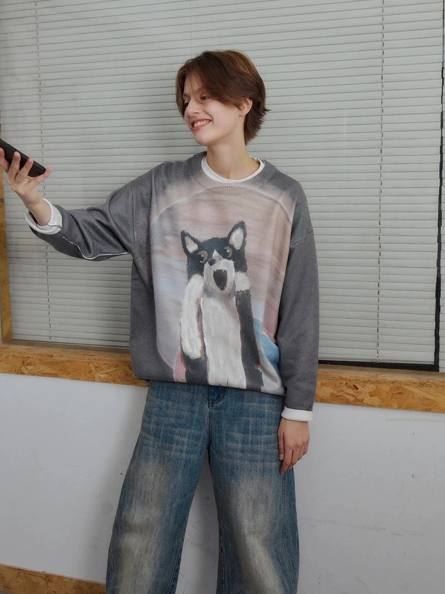 OuttheBlue Out Of The Blue Cat Planet Print Sweater