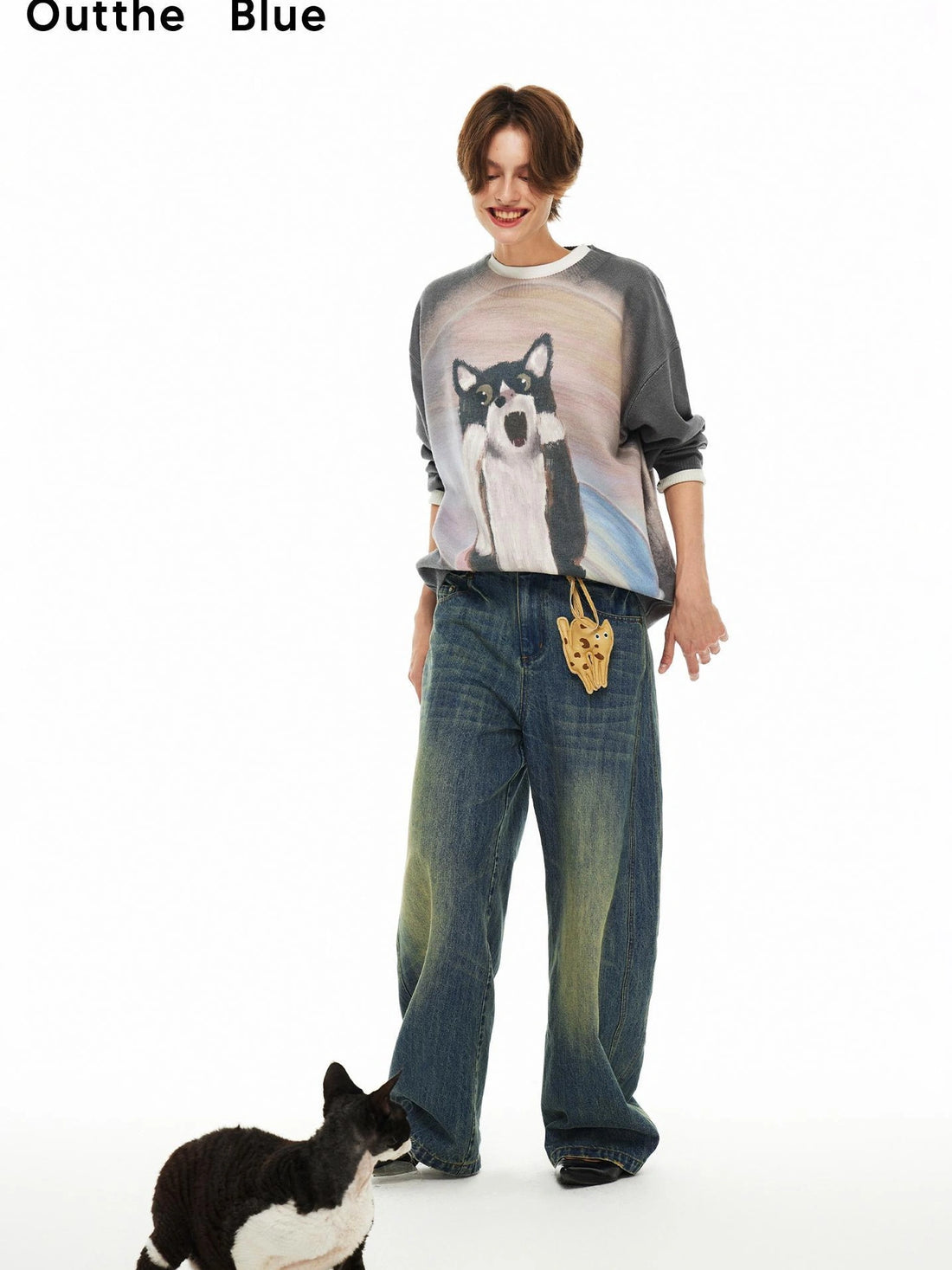 OuttheBlue Out Of The Blue Cat Planet Print Sweater