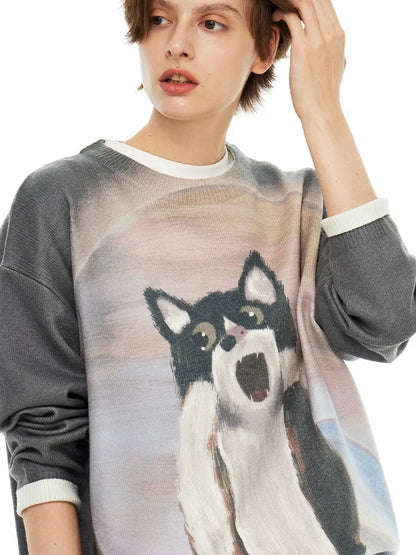 OuttheBlue Out Of The Blue Cat Planet Print Sweater