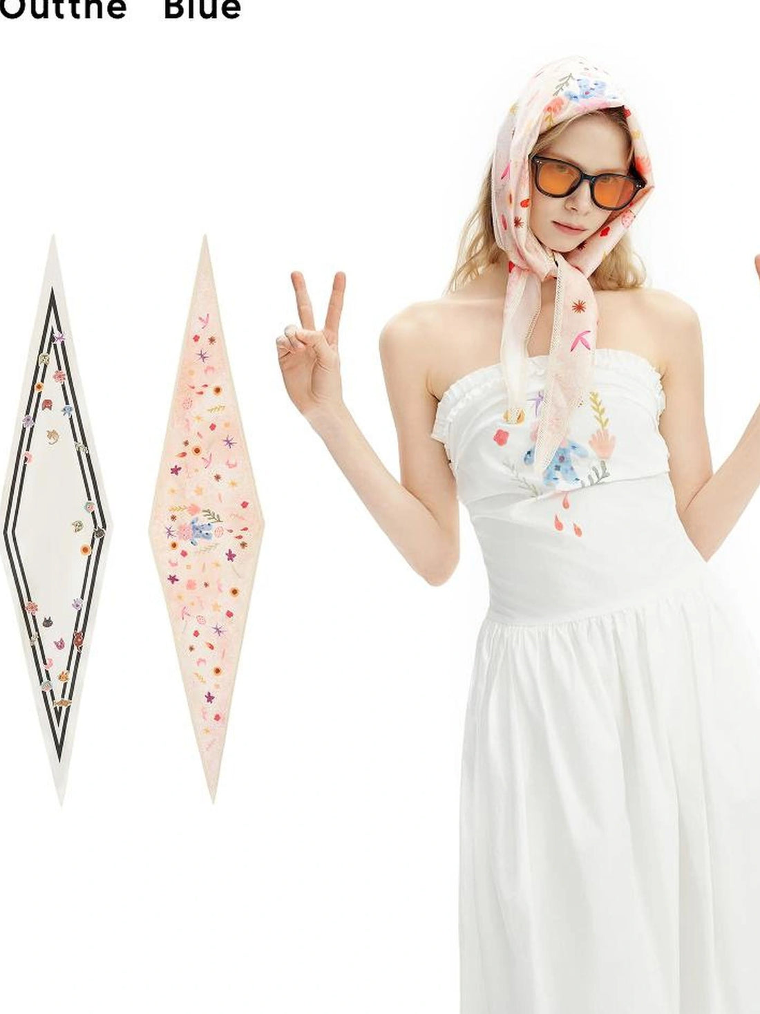 OuttheBlue Out The Blue Diamond Print Chiffon Scarf