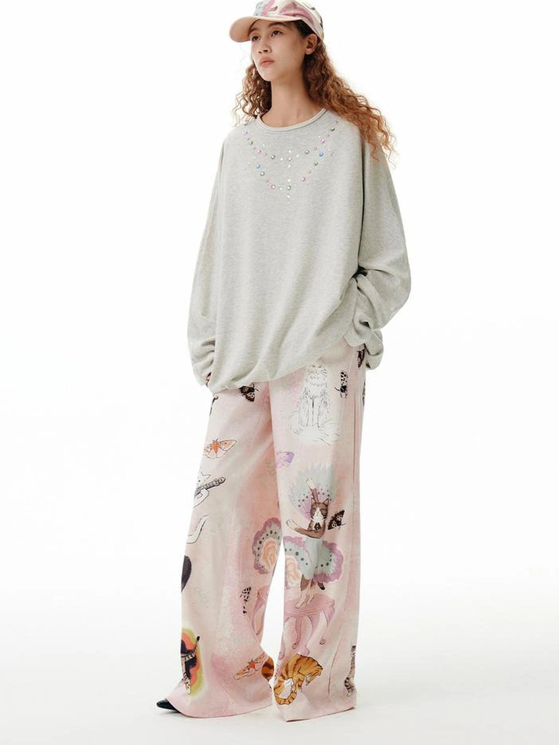 OuttheBlue Out The Blue Disco Glitter Loose Sweatshirt