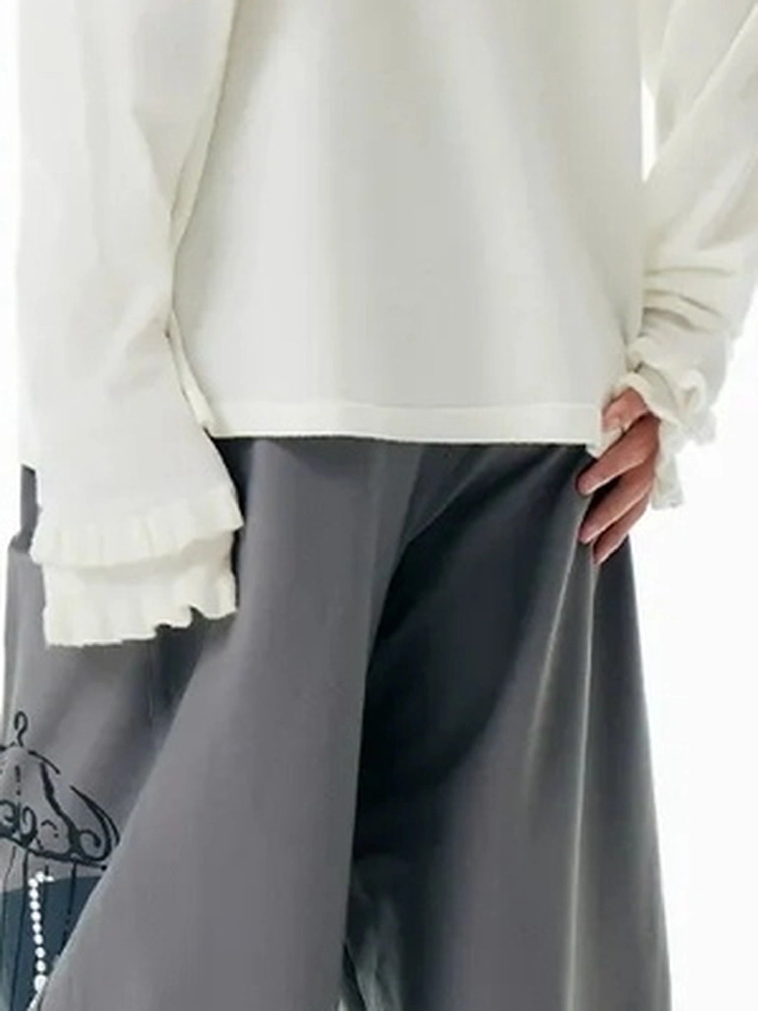 OuttheBlue Out The Blue Embroidered Gray Wide Leg Trousers