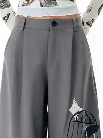 OuttheBlue Out The Blue Embroidered Gray Wide Leg Trousers