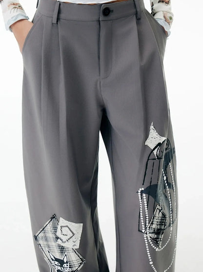 OuttheBlue Out The Blue Embroidered Gray Wide Leg Trousers