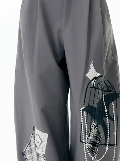 OuttheBlue Out The Blue Embroidered Gray Wide Leg Trousers
