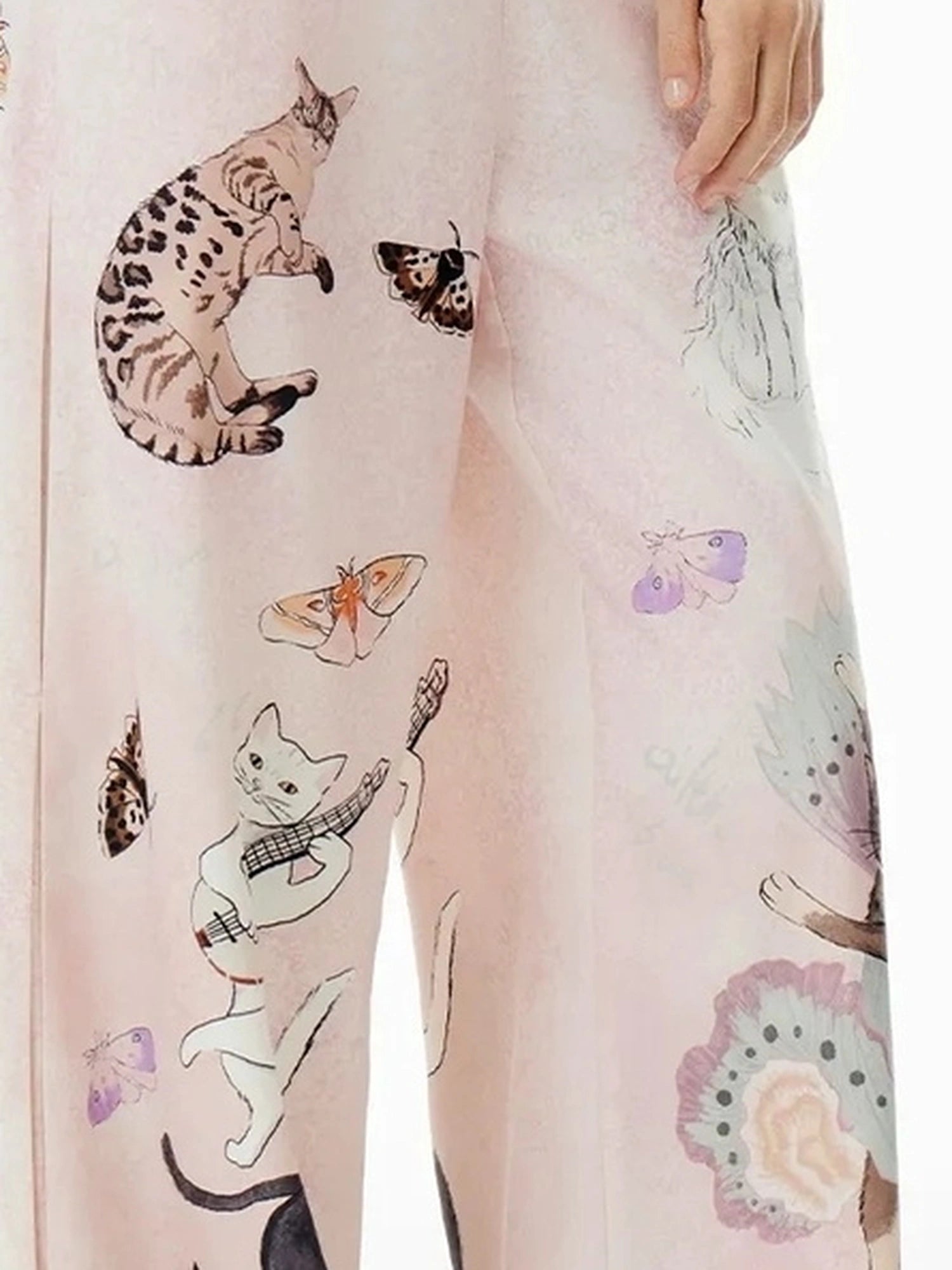 OuttheBlue Out The Blue Lucky Cat Print Wide Leg Trousers