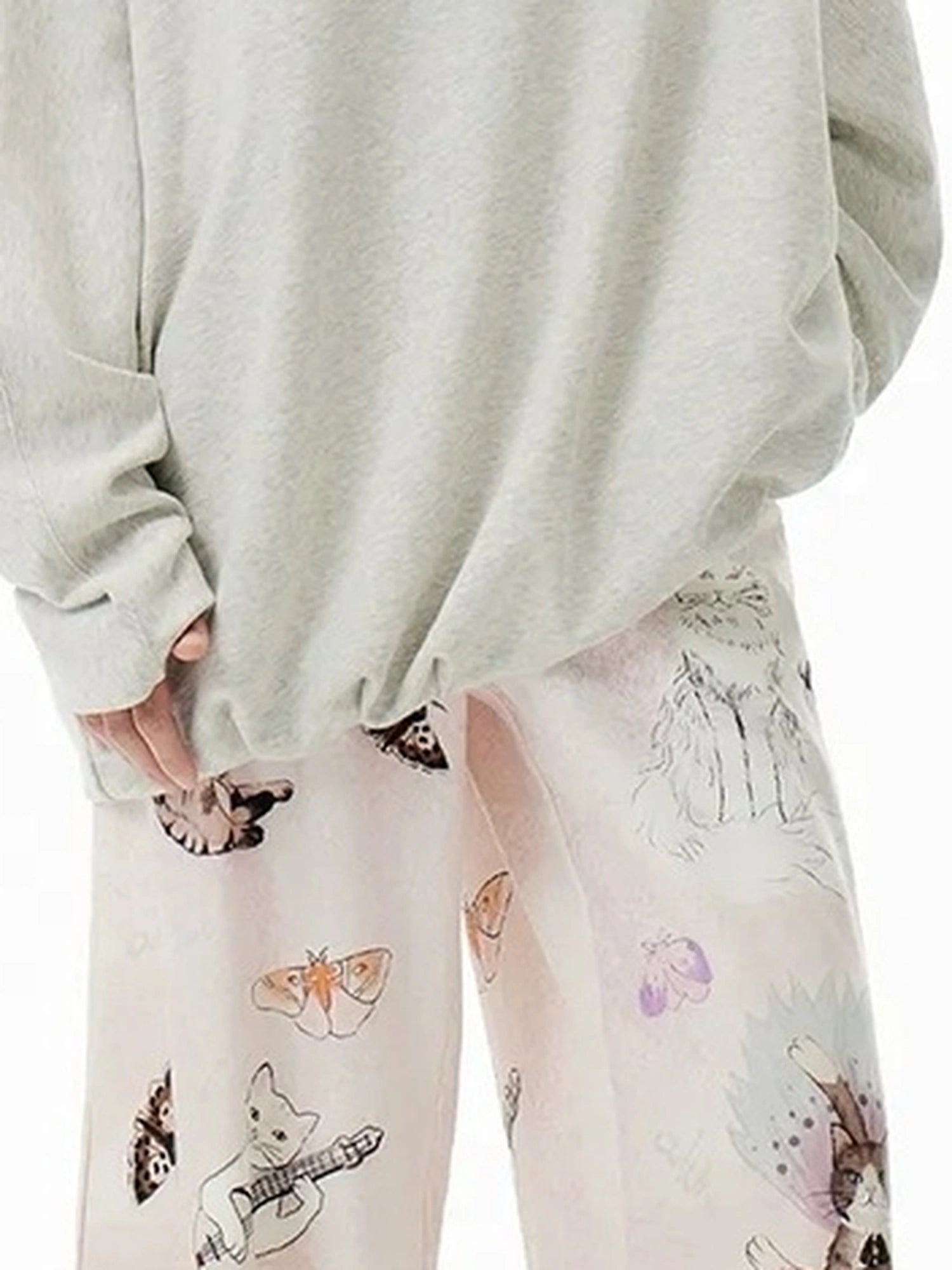 OuttheBlue Out The Blue Lucky Cat Print Wide Leg Trousers