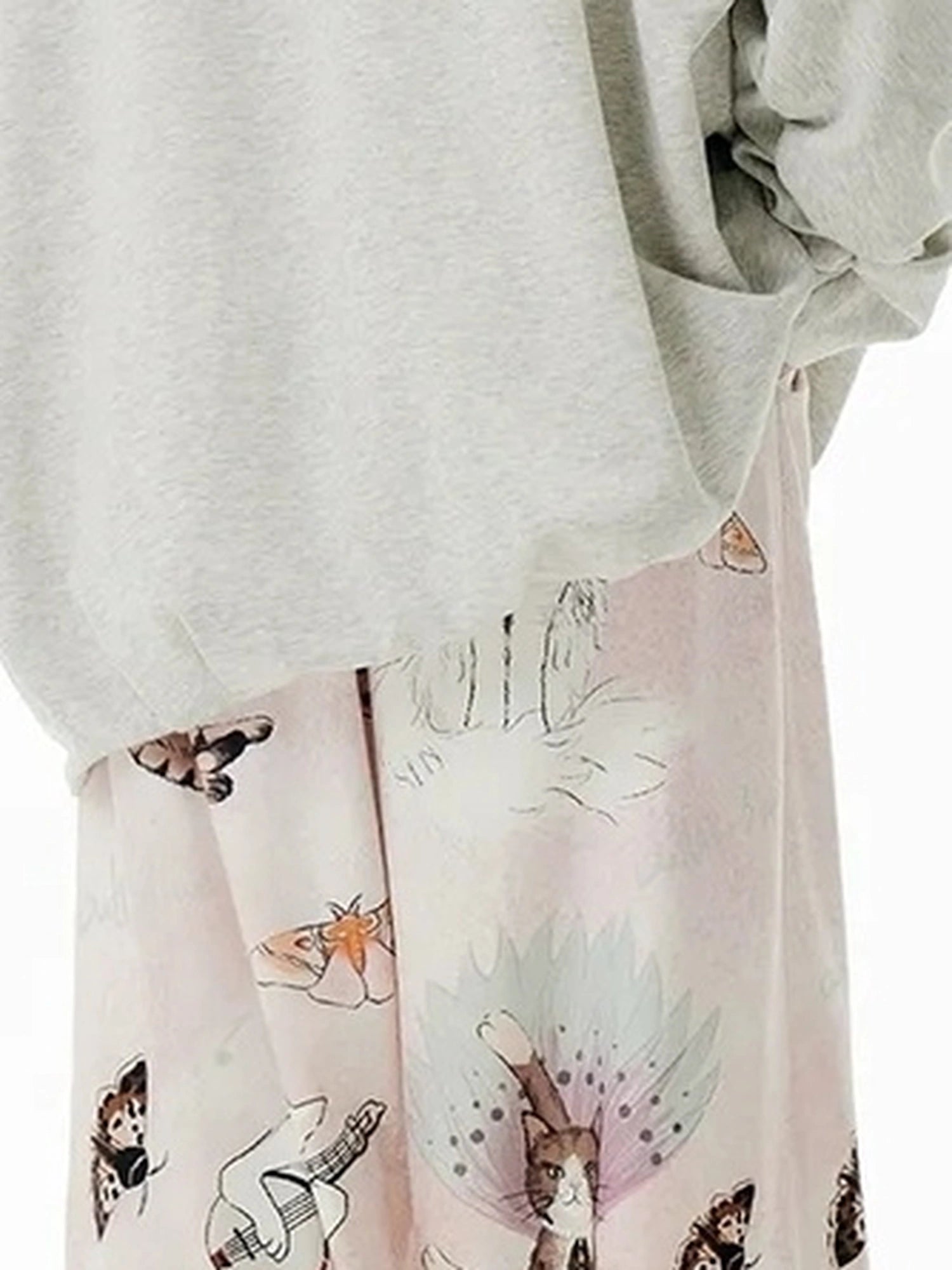 OuttheBlue Out The Blue Lucky Cat Print Wide Leg Trousers