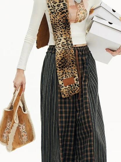 Out The Blue Lucky Cat Suede Shearling Crossbody Bag
