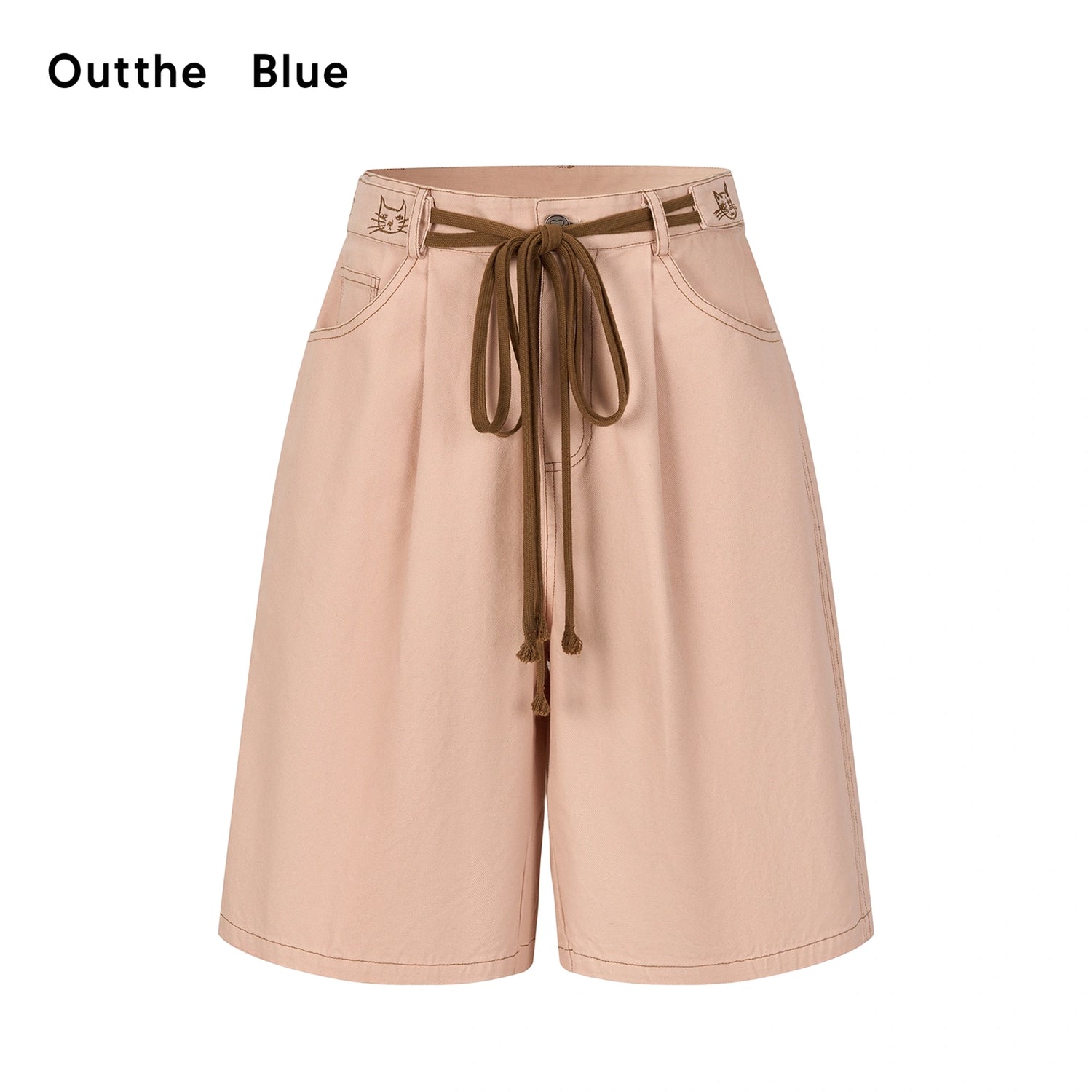OuttheBlue_Out_The_Blue_Pink_Cotton_Belted_Loose_Fit_Shorts_MISSTT
