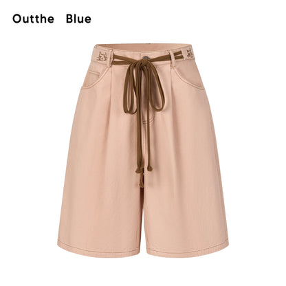 OuttheBlue_Out_The_Blue_Pink_Cotton_Belted_Loose_Fit_Shorts_MISSTT