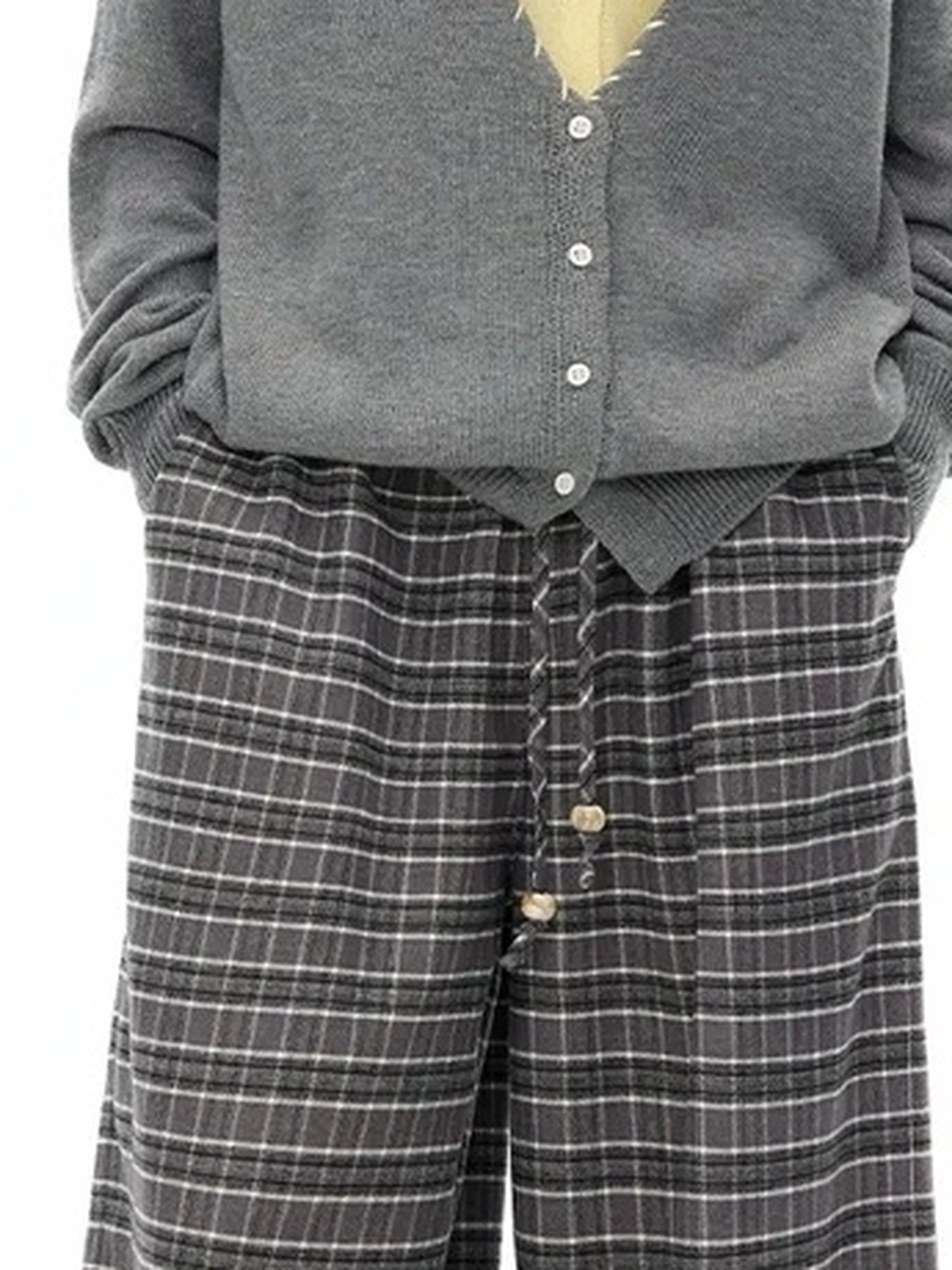 OuttheBlue Out The Blue V-neck Patchwork Stitch Cat Cardigan