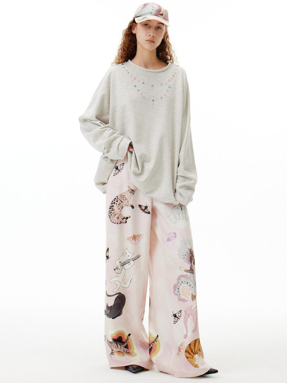 OuttheBlue Oversized Cotton Blend Crewneck Pullover Light Gray Minimal Commuter Sweatshirt