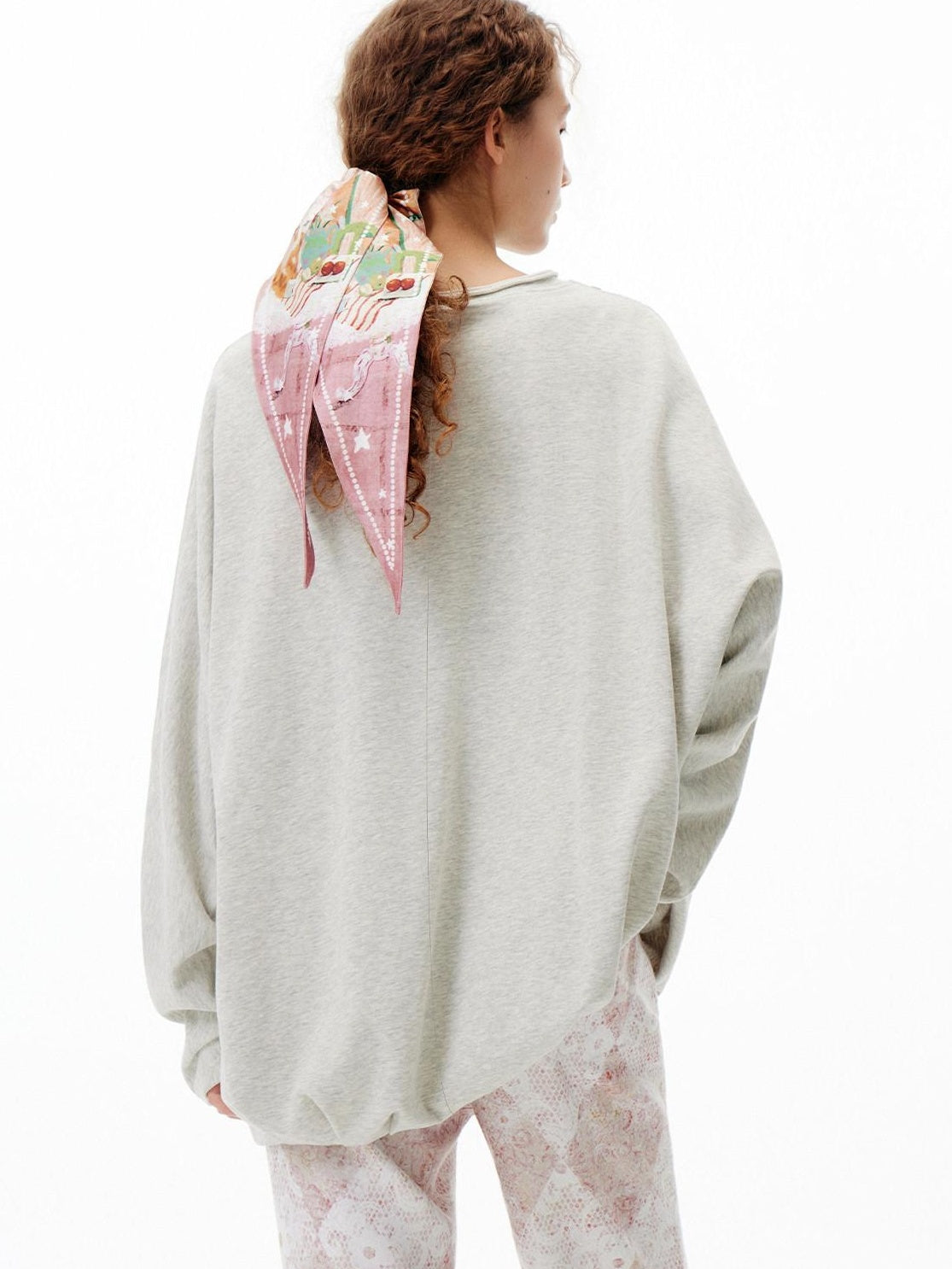 OuttheBlue Oversized Cotton Blend Crewneck Pullover Light Gray Minimal Commuter Sweatshirt