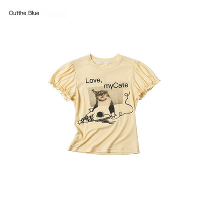 OuttheBlue_Pastel_Yellow_Cat_Print_Puff_Sleeve_Women&