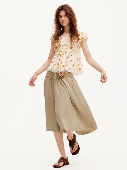 OuttheBlue Peanut Butter Wide Leg A Line Slim Draped Women&