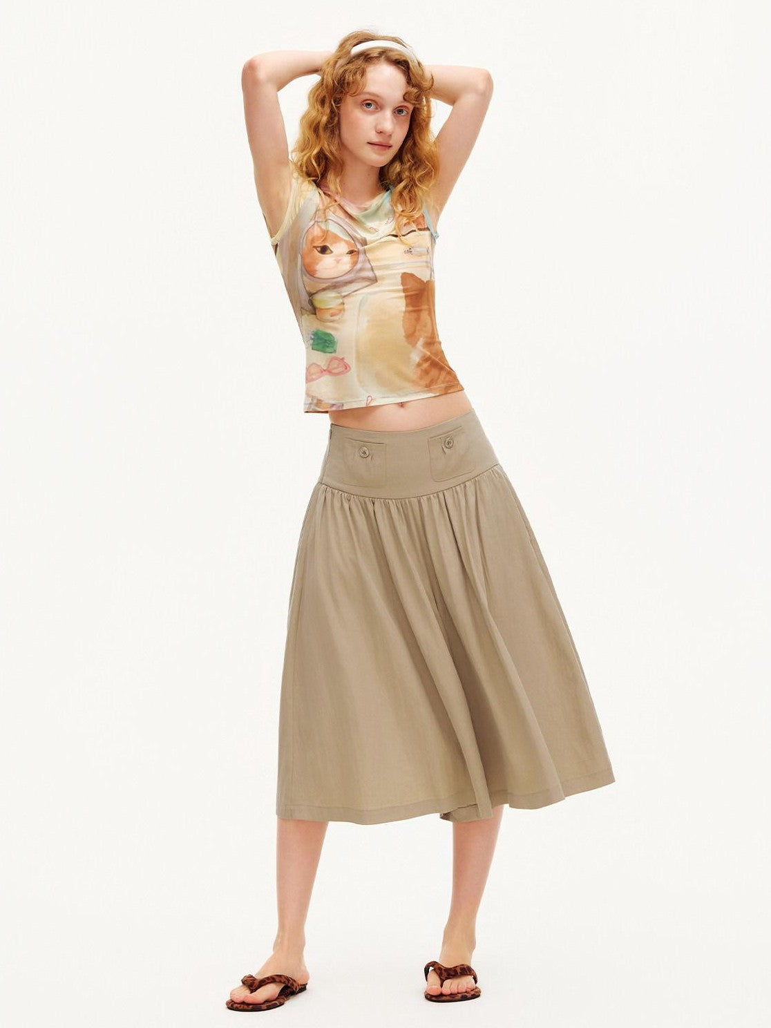 OuttheBlue Peanut Butter Wide Leg A Line Slim Draped Women&