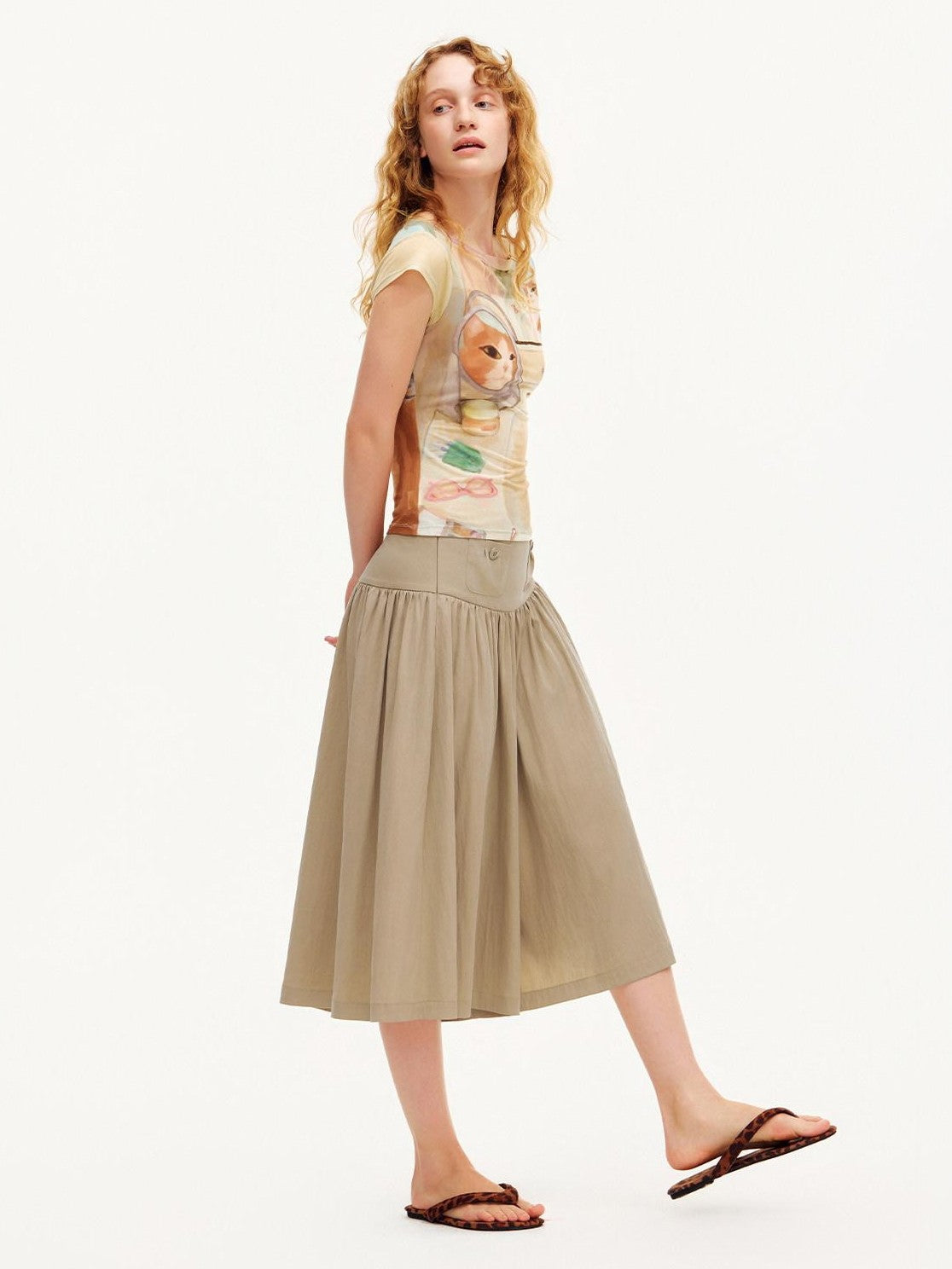OuttheBlue Peanut Butter Wide Leg A Line Slim Draped Women&