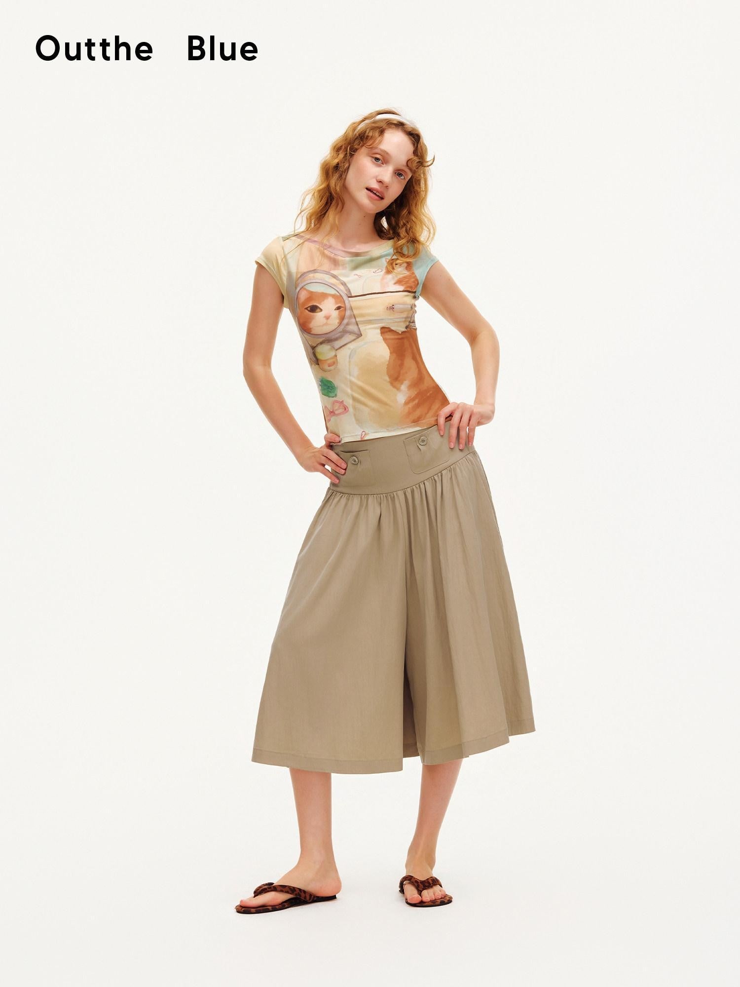 OuttheBlue Peanut Butter Wide Leg A Line Slim Draped Women&