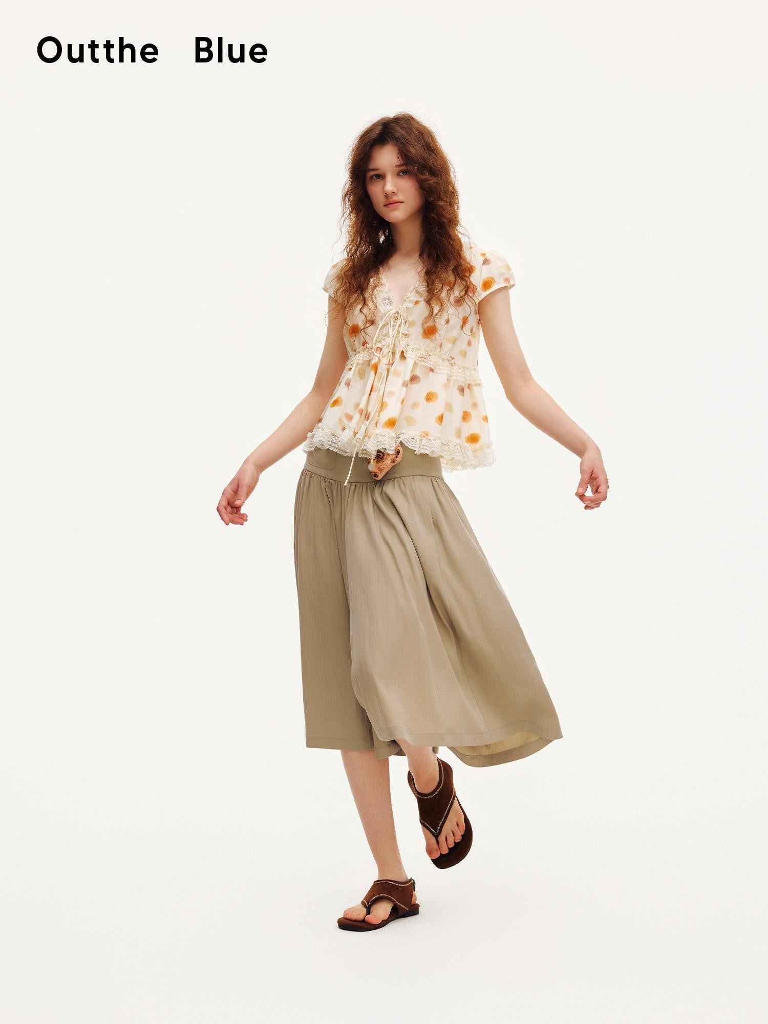 OuttheBlue Peanut Butter Wide Leg A Line Slim Draped Women&