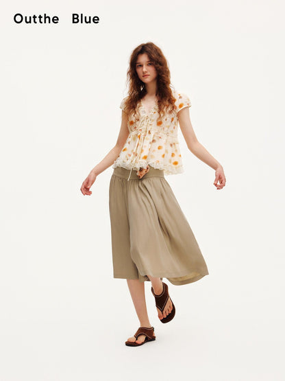 OuttheBlue Peanut Butter Wide Leg A Line Slim Draped Women&