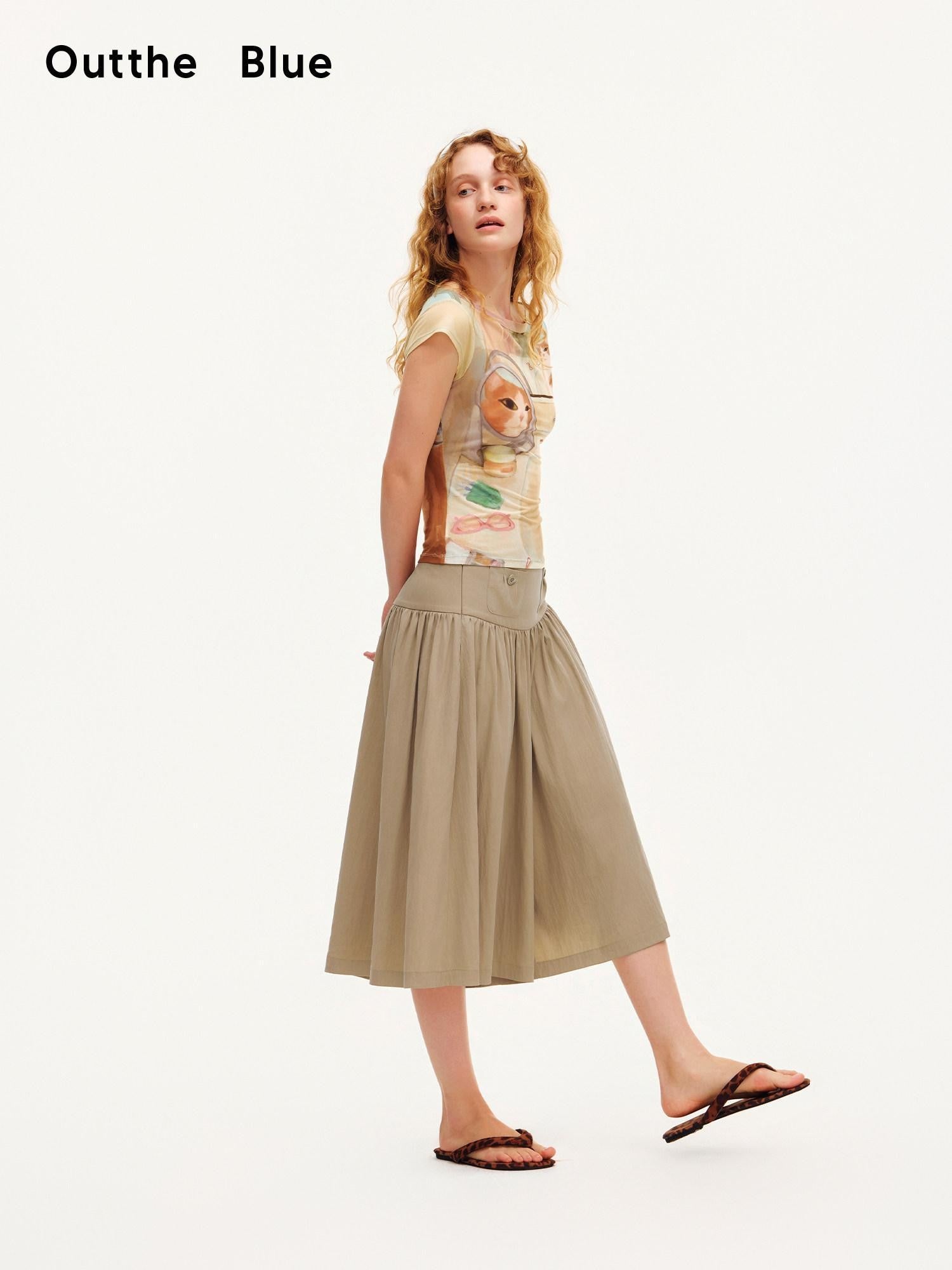 OuttheBlue Peanut Butter Wide Leg A Line Slim Draped Women&