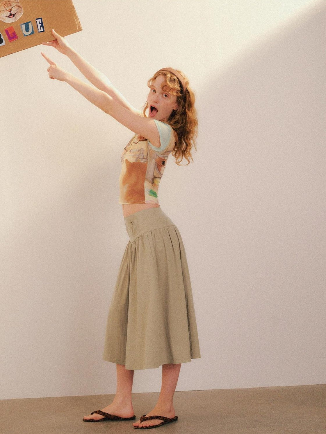 OuttheBlue Peanut Butter Wide Leg A Line Slim Draped Women&