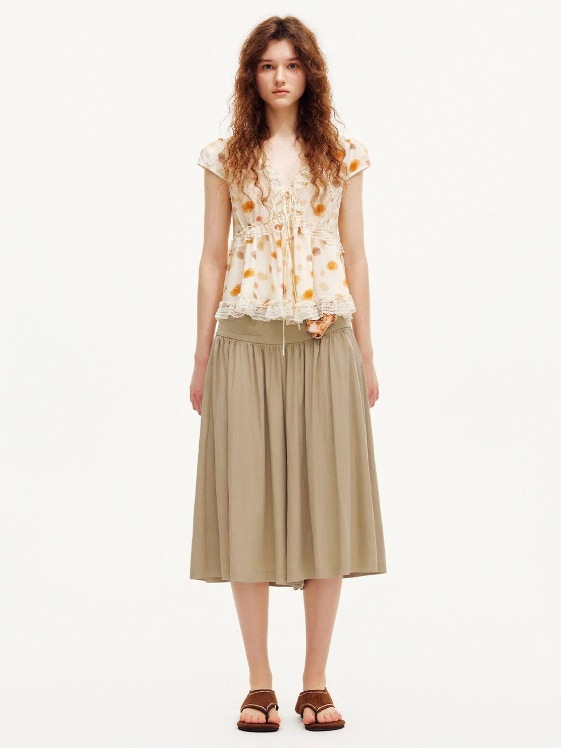 OuttheBlue Peanut Butter Wide Leg A Line Slim Draped Women&