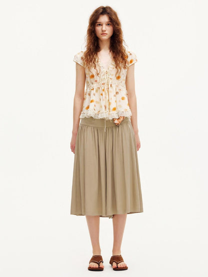 OuttheBlue Peanut Butter Wide Leg A Line Slim Draped Women&