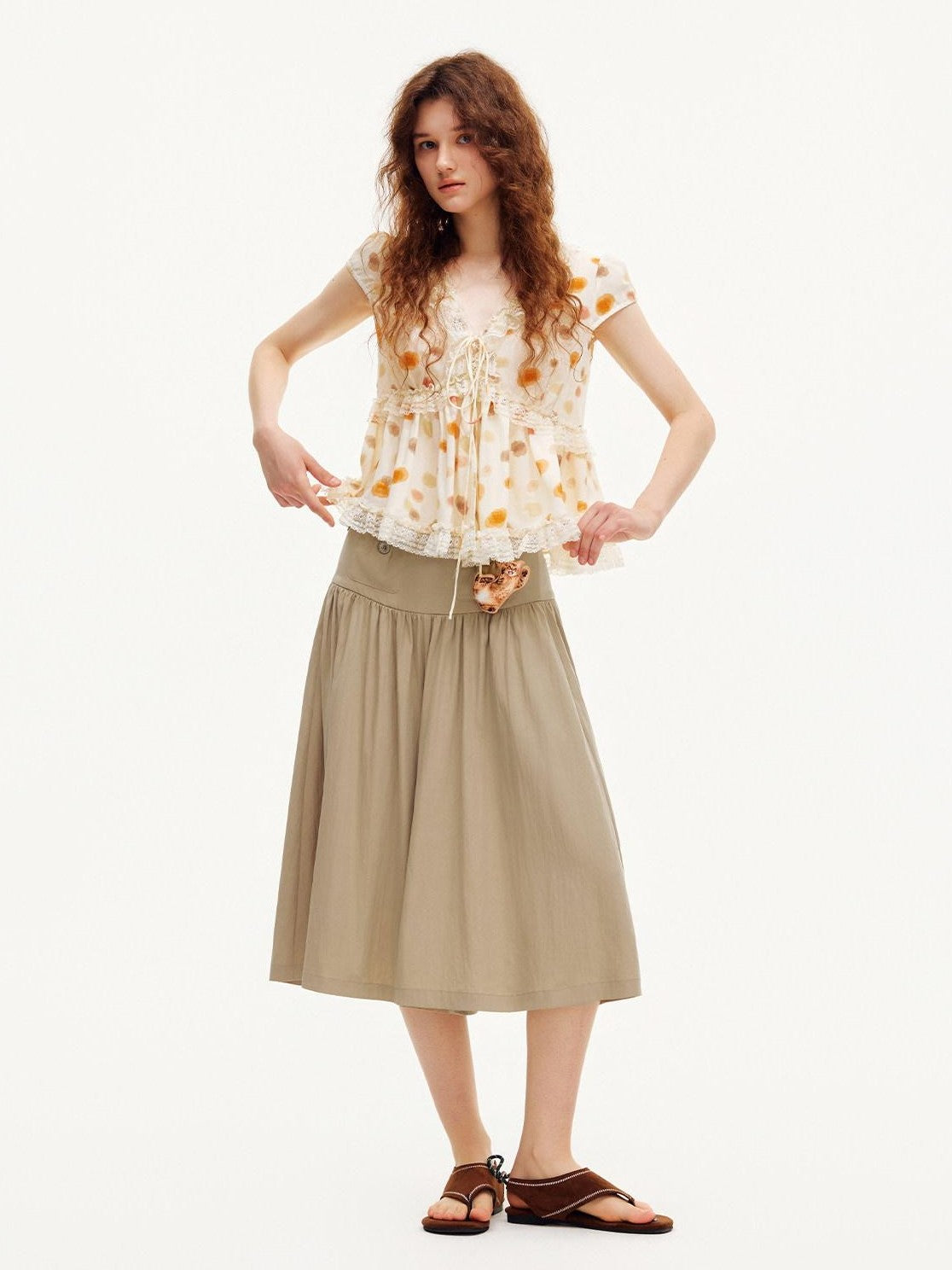 OuttheBlue Peanut Butter Wide Leg A Line Slim Draped Women&