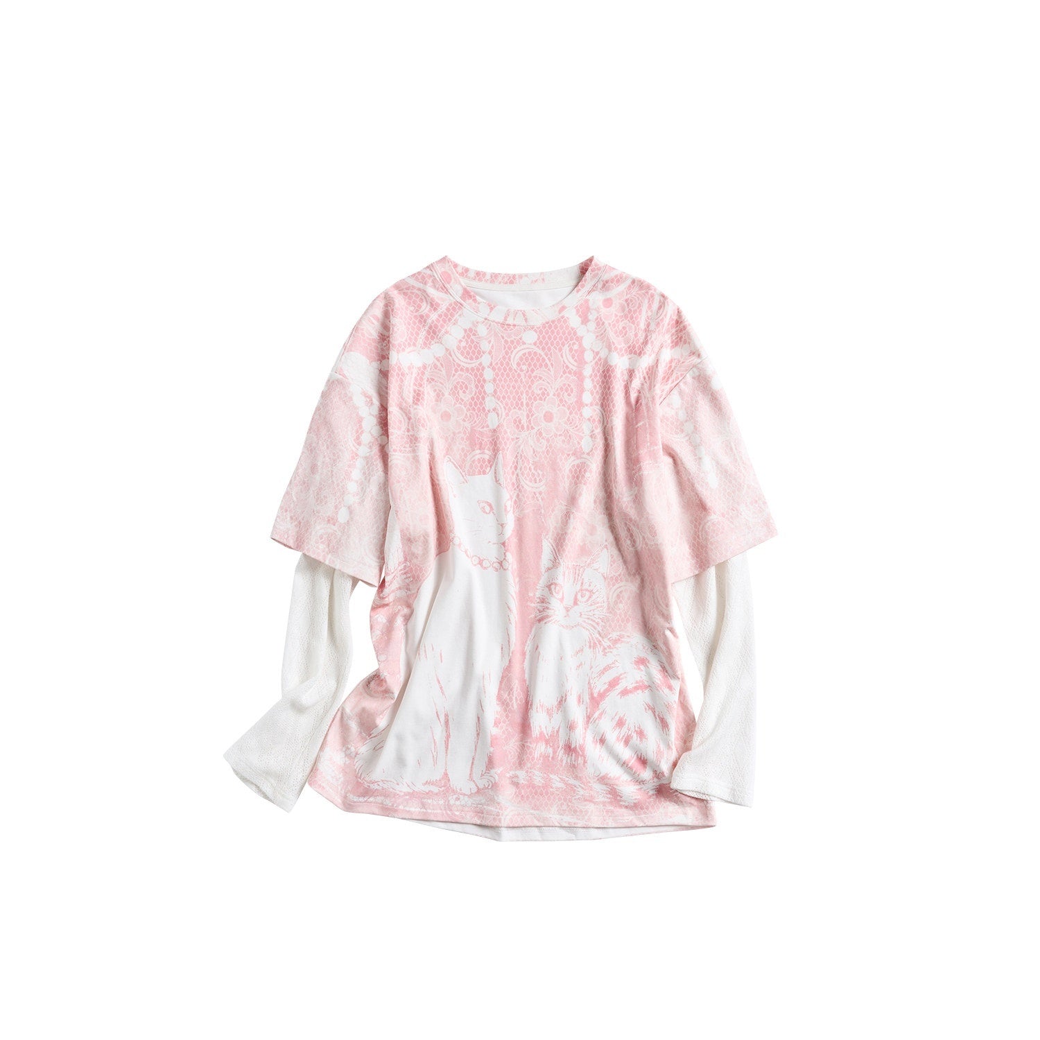 OuttheBlue_Pink_Pearl_Cat_Lace_Print_Faux_Layered_Women&