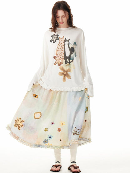 OuttheBlue Pink Ruffle Animal Print Women&