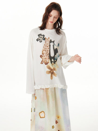 OuttheBlue Pink Ruffle Animal Print Women&
