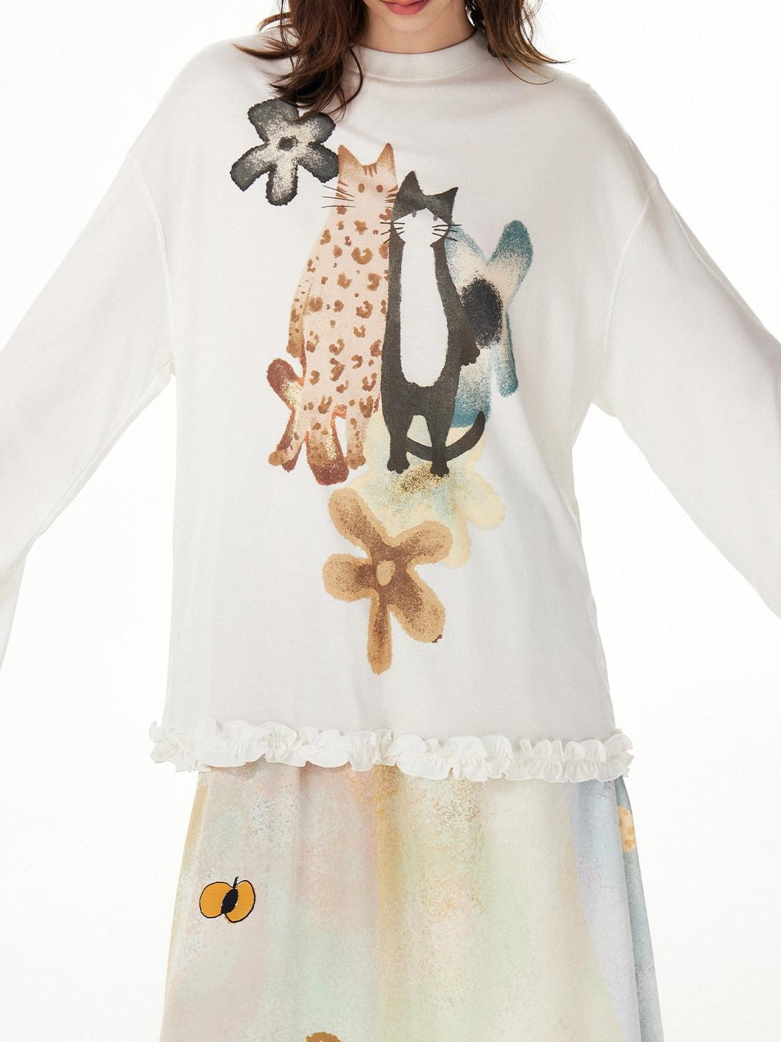 OuttheBlue Pink Ruffle Animal Print Women&