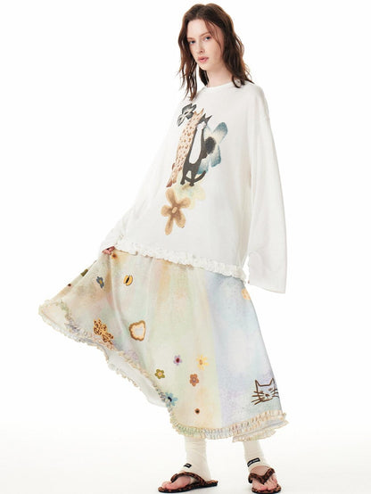OuttheBlue Pink Ruffle Animal Print Women&
