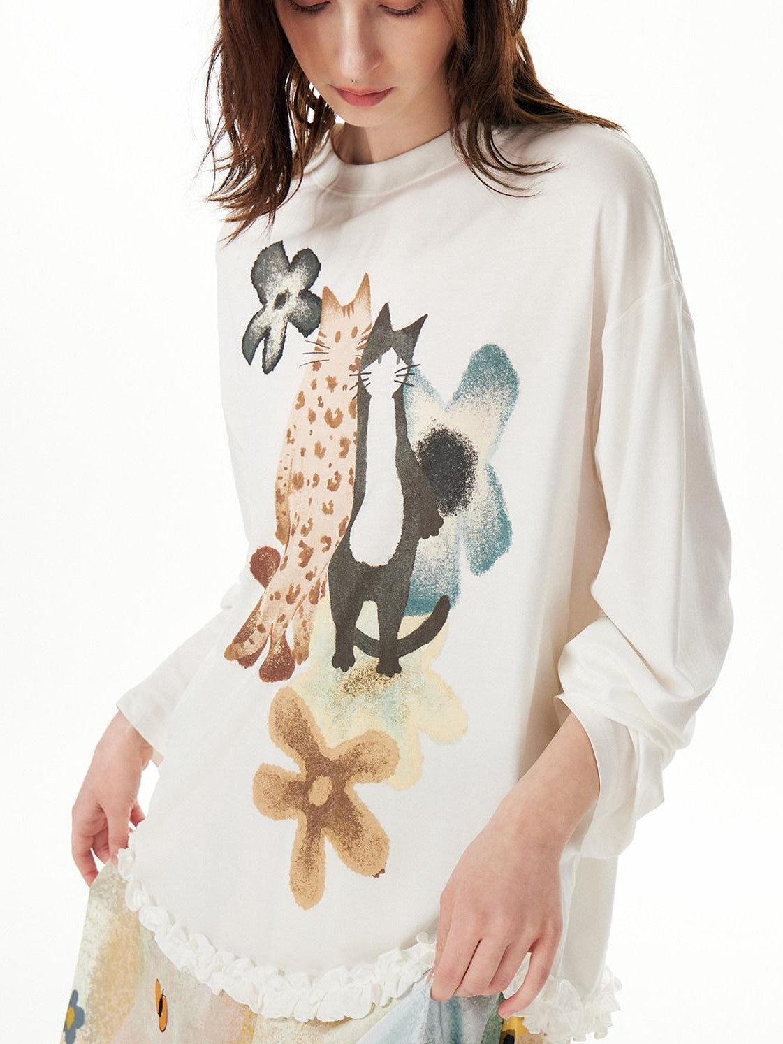 OuttheBlue Pink Ruffle Animal Print Women&