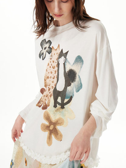 OuttheBlue Pink Ruffle Animal Print Women&