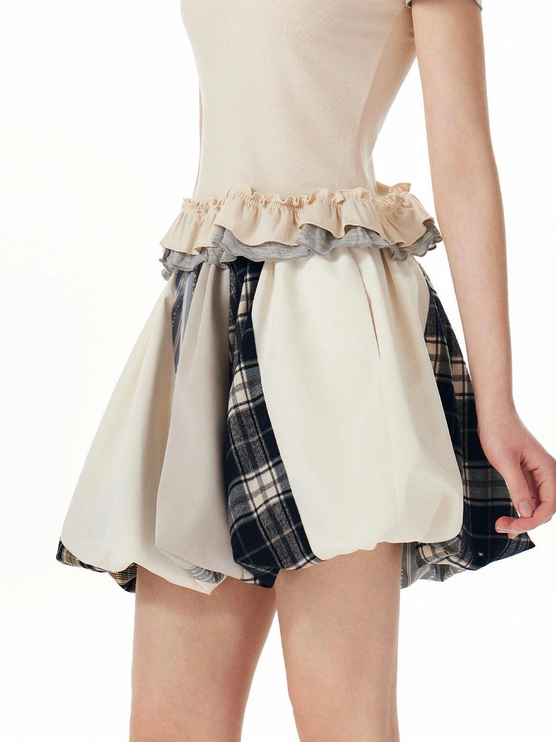 OuttheBlue Plaid Bow Tie Waist Pleated Mini Skirt