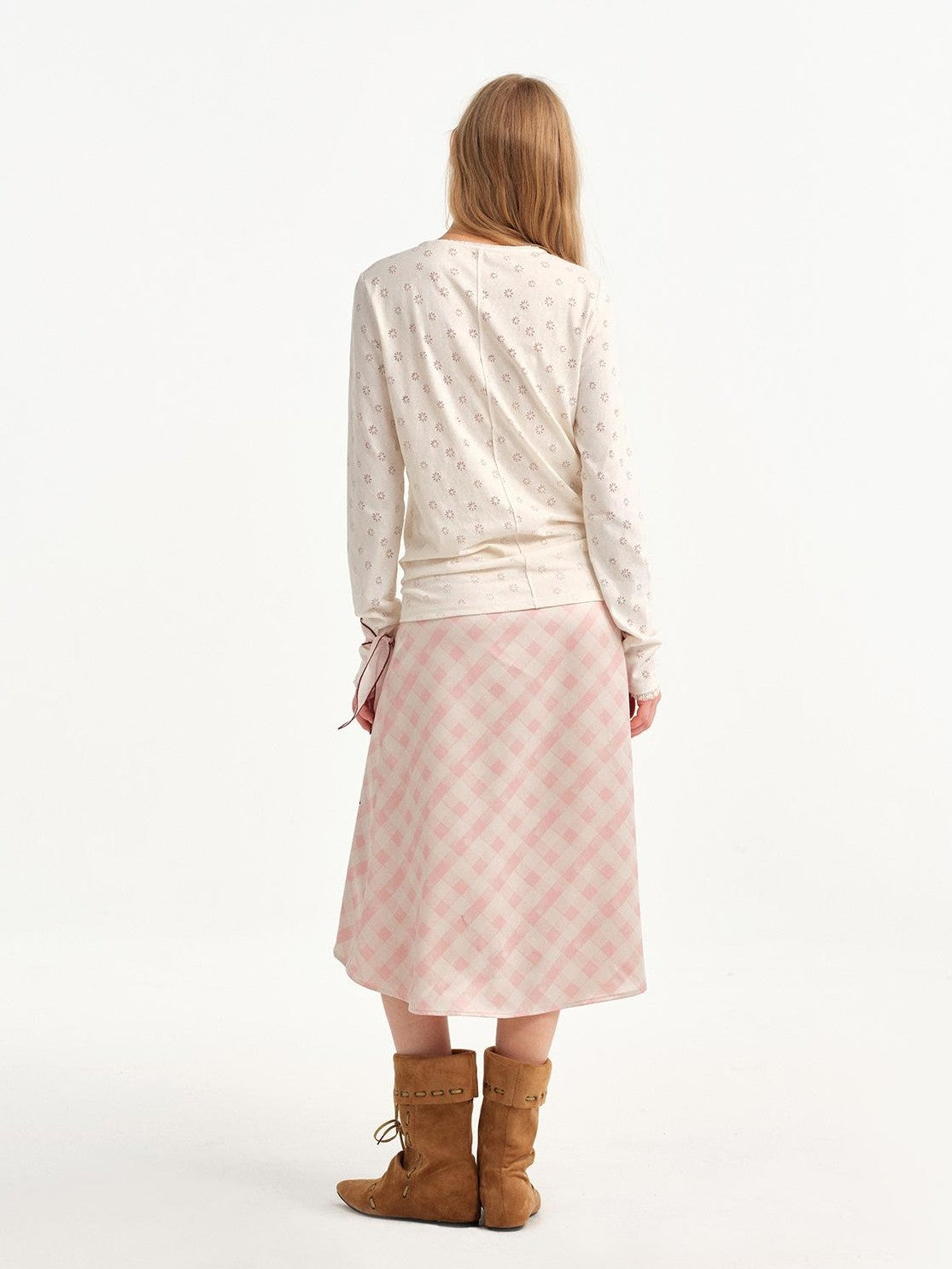 OuttheBlue Plaid Graffiti Lace Trim Aline Women&