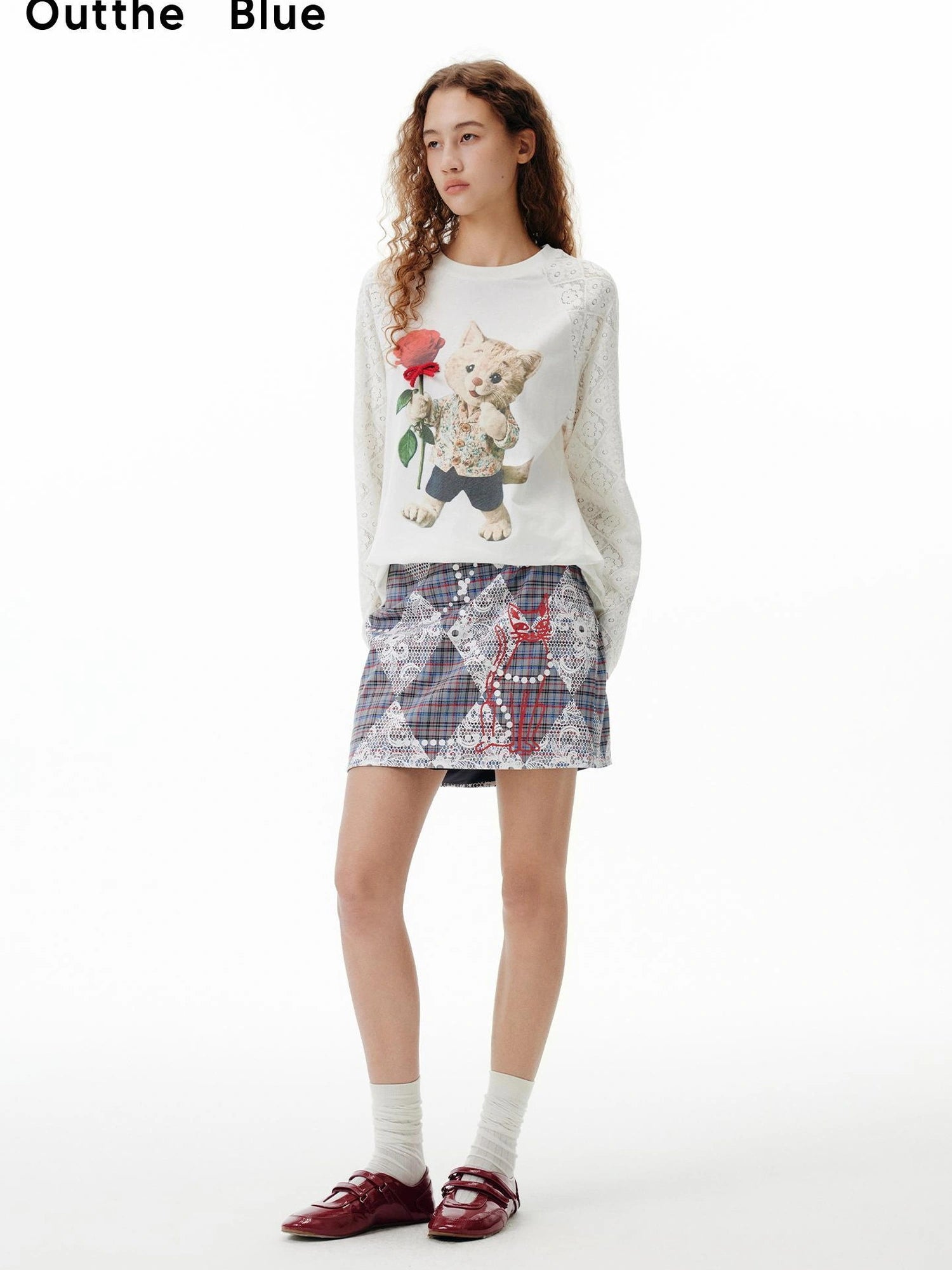 OuttheBlue Plaid Print A Line Skirt