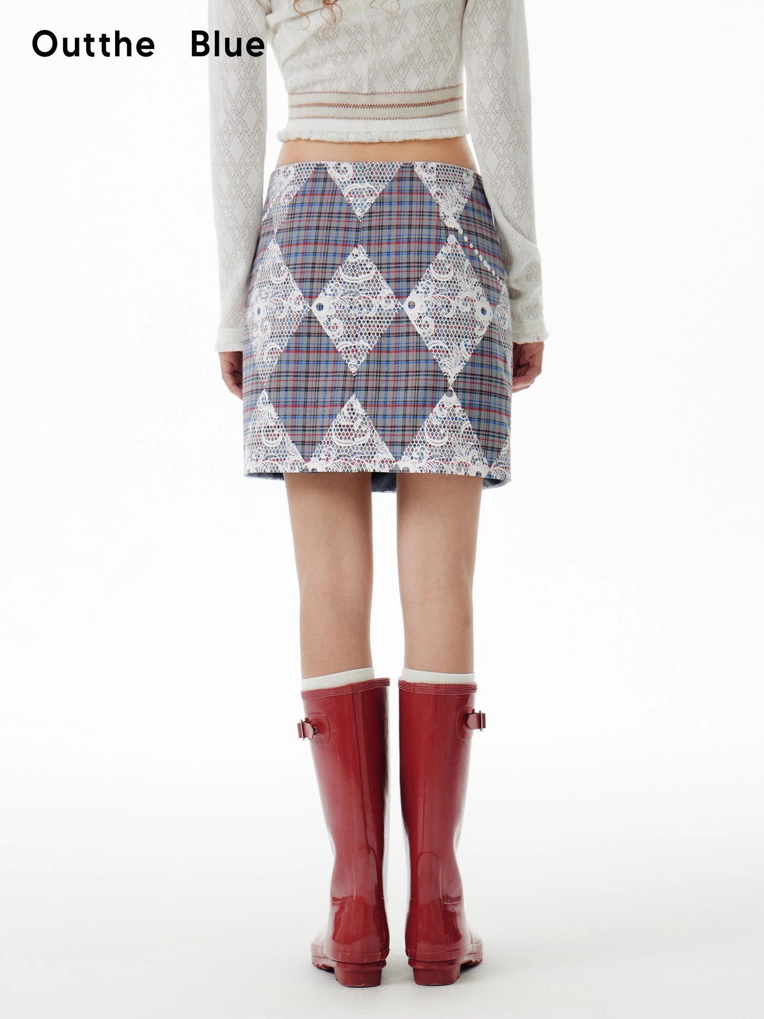 OuttheBlue Plaid Print A Line Skirt