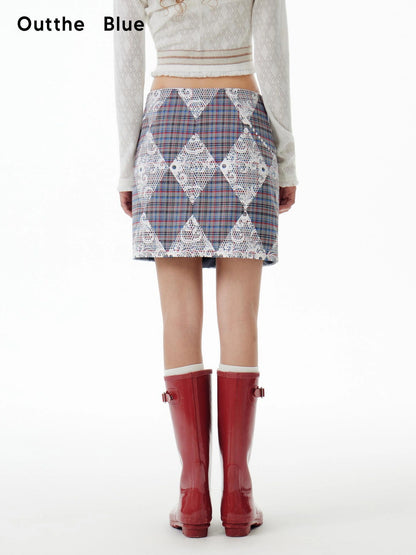 OuttheBlue Plaid Print A Line Skirt