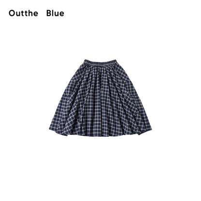 OuttheBlue_Plaid_Print_Cat_Graphic_A_Line_Flared_Cotton_Women&