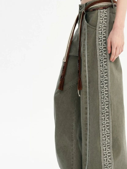 OuttheBlue Plaid Woven Cannage Corde Belt